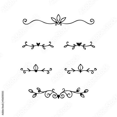 Wedding decorative elements. Divider ornament, borders, vintage line separators. Hand drawn vector illustration isolated on white background.gold ornament decorate frame border pattern Thai art
