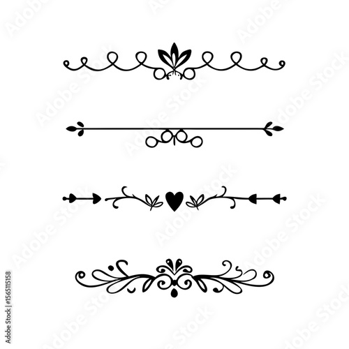 Wedding decorative elements. Divider ornament, borders, vintage line separators. Hand drawn vector illustration isolated on white background.gold ornament decorate frame border pattern Thai art
