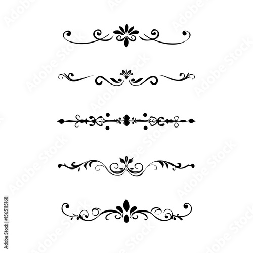 Wedding decorative elements. Divider ornament, borders, vintage line separators. Hand drawn vector illustration isolated on white background.gold ornament decorate frame border pattern Thai art

