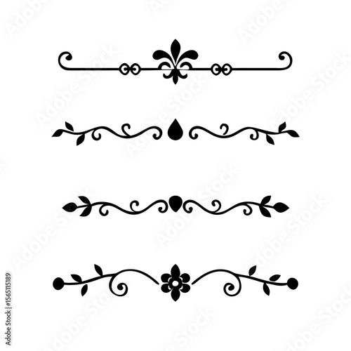 Wedding decorative elements. Divider ornament, borders, vintage line separators. Hand drawn vector illustration isolated on white background.gold ornament decorate frame border pattern Thai art
