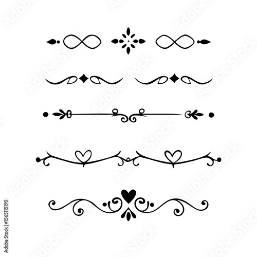 Wedding decorative elements. Divider ornament, borders, vintage line separators. Hand drawn vector illustration isolated on white background.gold ornament decorate frame border pattern Thai art
