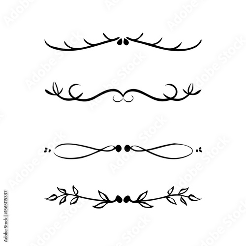 Wedding decorative elements. Divider ornament, borders, vintage line separators. Hand drawn vector illustration isolated on white background.gold ornament decorate frame border pattern Thai art
