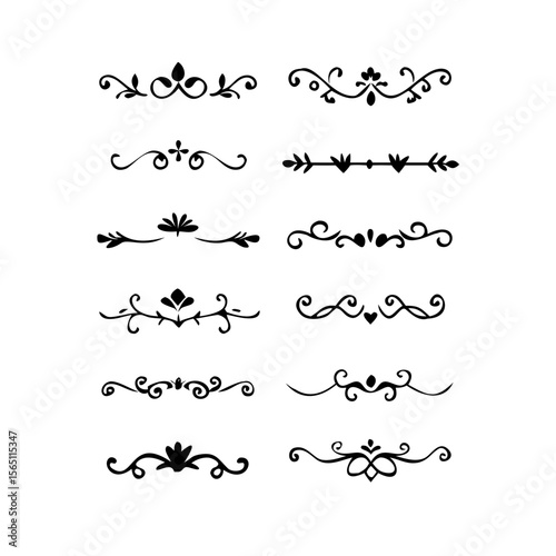 Wedding decorative elements. Divider ornament, borders, vintage line separators. Hand drawn vector illustration isolated on white background.gold ornament decorate frame border pattern Thai art
