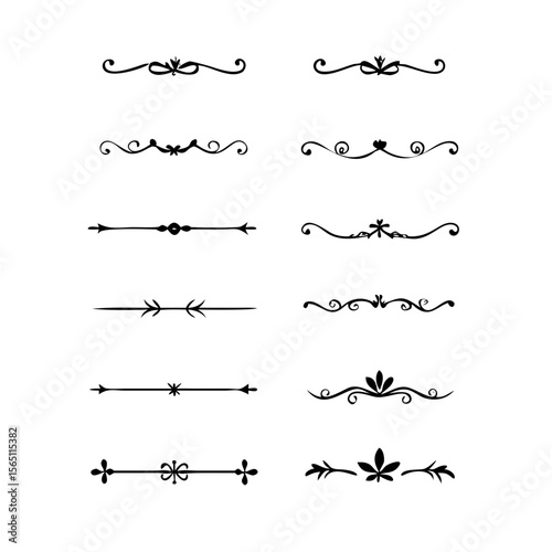 Wedding decorative elements. Divider ornament, borders, vintage line separators. Hand drawn vector illustration isolated on white background.gold ornament decorate frame border pattern Thai art

