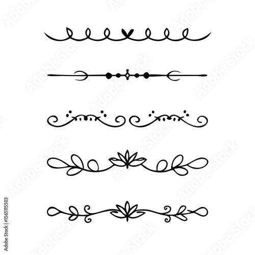 Wedding decorative elements. Divider ornament, borders, vintage line separators. Hand drawn vector illustration isolated on white background.gold ornament decorate frame border pattern Thai art
