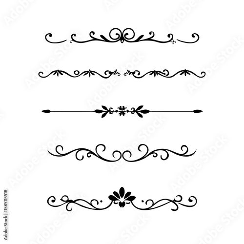 Wedding decorative elements. Divider ornament, borders, vintage line separators. Hand drawn vector illustration isolated on white background.gold ornament decorate frame border pattern Thai art
