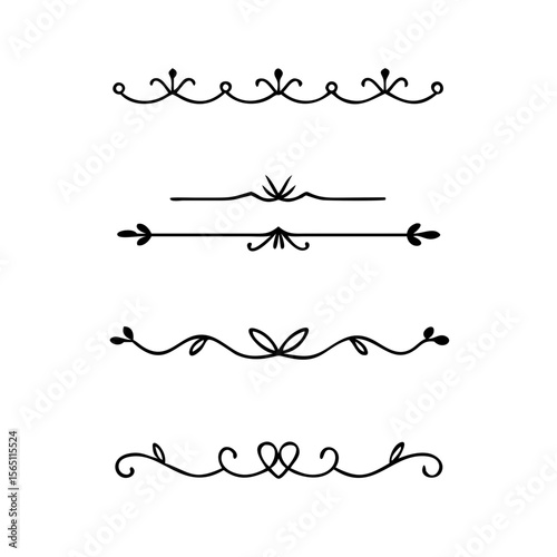Wedding decorative elements. Divider ornament, borders, vintage line separators. Hand drawn vector illustration isolated on white background.gold ornament decorate frame border pattern Thai art
