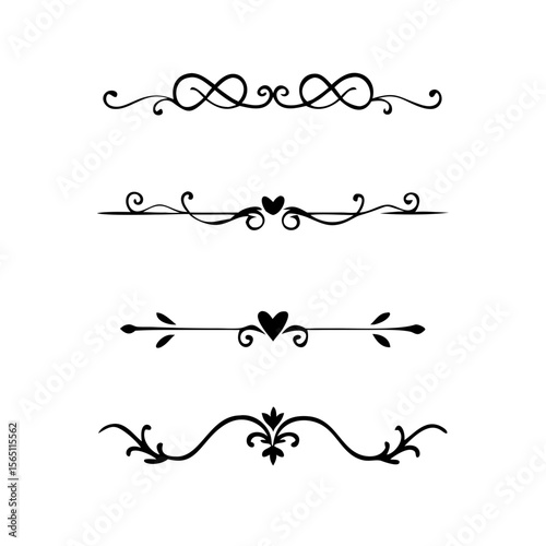 Wedding decorative elements. Divider ornament, borders, vintage line separators. Hand drawn vector illustration isolated on white background.gold ornament decorate frame border pattern Thai art
