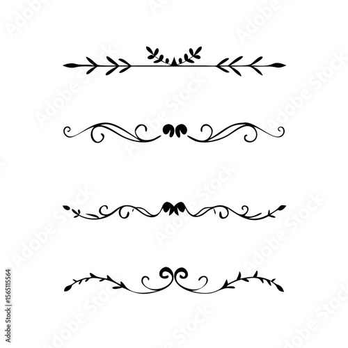 Wedding decorative elements. Divider ornament, borders, vintage line separators. Hand drawn vector illustration isolated on white background.gold ornament decorate frame border pattern Thai art
