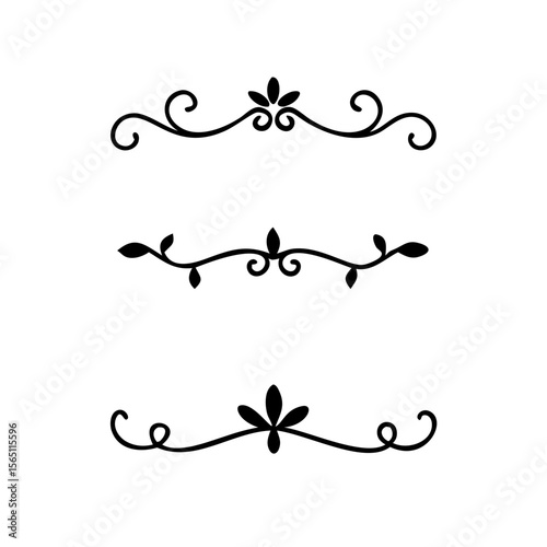Wedding decorative elements. Divider ornament, borders, vintage line separators. Hand drawn vector illustration isolated on white background.gold ornament decorate frame border pattern Thai art
