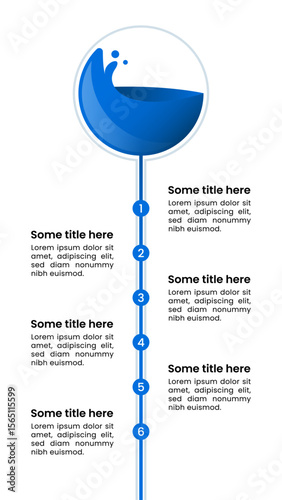 Infographic template. Water pipe with 6 steps