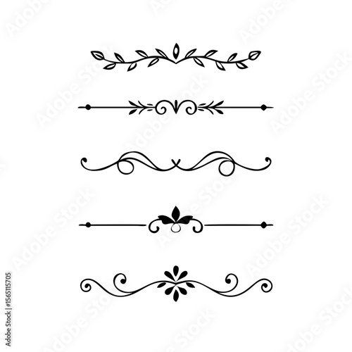 Wedding decorative elements. Divider ornament, borders, vintage line separators. Hand drawn vector illustration isolated on white background.gold ornament decorate frame border pattern Thai art
