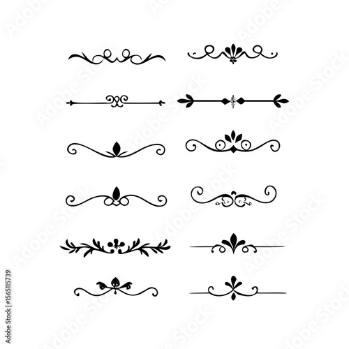 Wedding decorative elements. Divider ornament, borders, vintage line separators. Hand drawn vector illustration isolated on white background.gold ornament decorate frame border pattern Thai art
