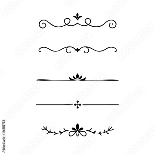 Wedding decorative elements. Divider ornament, borders, vintage line separators. Hand drawn vector illustration isolated on white background.gold ornament decorate frame border pattern Thai art
