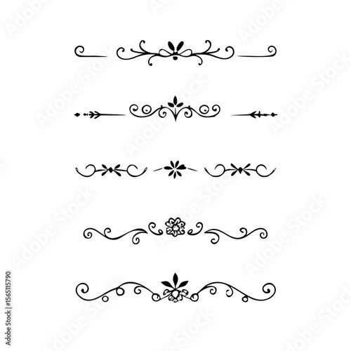 Wedding decorative elements. Divider ornament, borders, vintage line separators. Hand drawn vector illustration isolated on white background.gold ornament decorate frame border pattern Thai art
