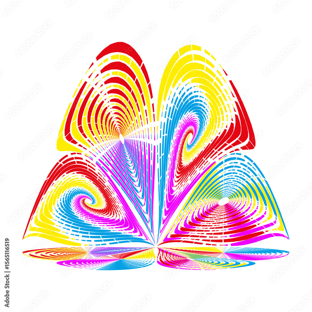 Fototapeta premium Floral spiral design. Colorful swirl vector. Botanical rotation pattern. Vibrant flower elements.