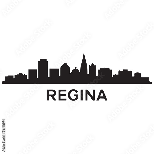 Regina skyline horizontal banner. Regina, Saskatchewan. Vector template for your design. Vector black silhouette. with white background
