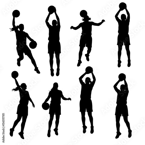 Female Basketball Player Silhouettes