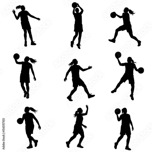 Female Basketball Player Silhouettes