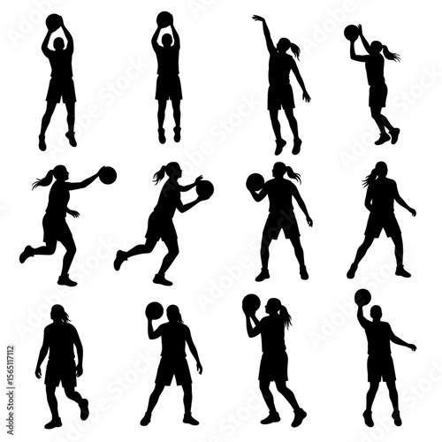 Female Basketball Player Silhouettes