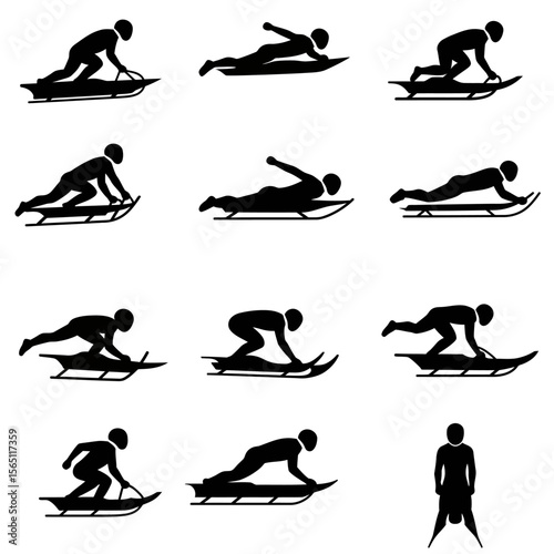 Luge Sport Silhouettes Collection