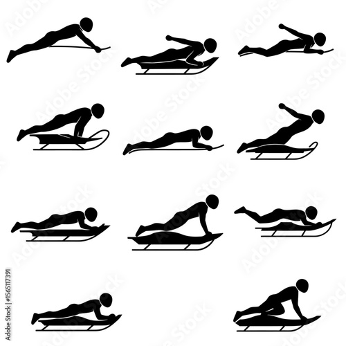 Luge Sport Silhouettes Collection