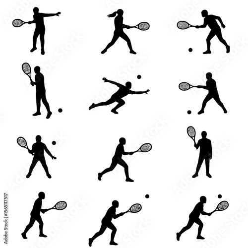 Squash Player Silhouettes Set