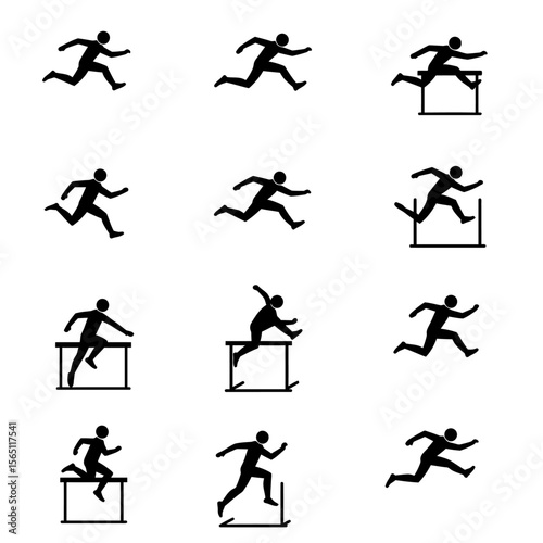 Hurdles Race Silhouettes Set