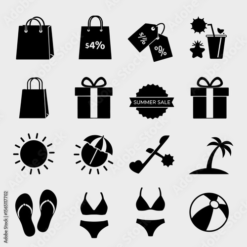 End of Summer Sale Icons Set
