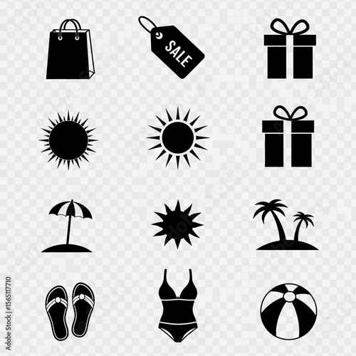 End of Summer Sale Icons Set