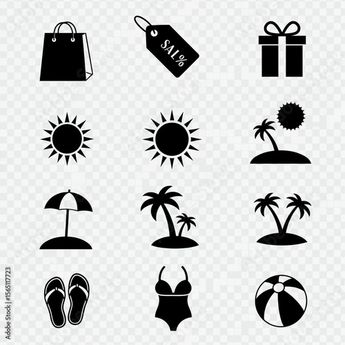 End of Summer Sale Icons Set