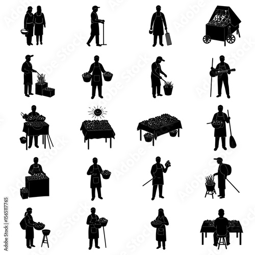 Artisan Market Black and White Silhouettes