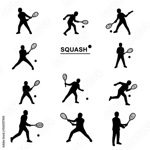 Squash Player Silhouettes Set