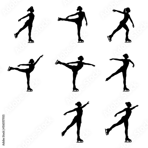 Figure Skating Poses Silhouettes