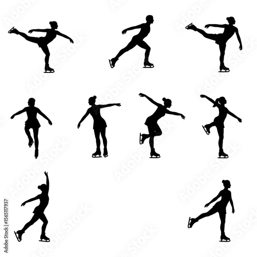 Figure Skating Poses Silhouettes