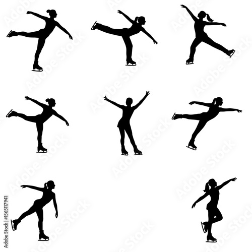 Figure Skating Poses Silhouettes