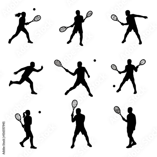 Squash Player Silhouettes Set