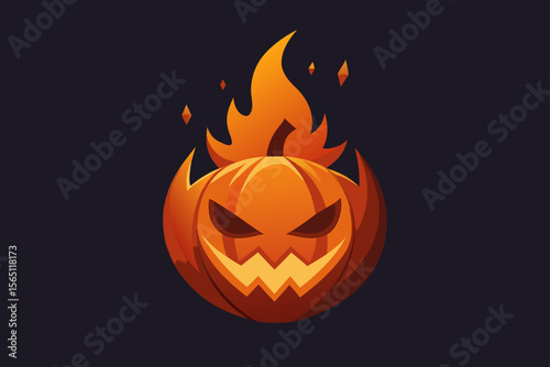 halloween pumpkin on fire