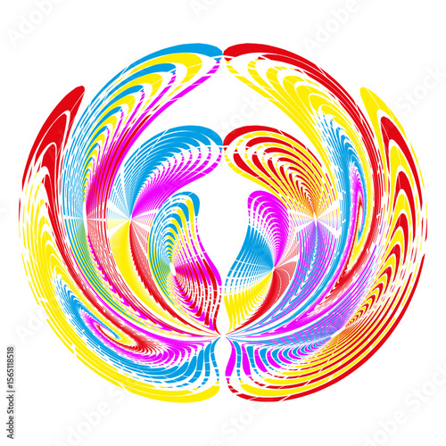 Multicolor swirl collection. Rainbow spiral vector. Vibrant rotation patterns. Dynamic whirl graphics.