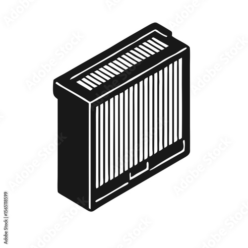 Air filter with vertical slats in black and white design  
