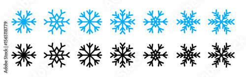 Vector illustration of snowflakes icon set on transparent background