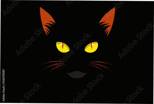 vector illustration of a black cat