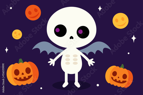 halloween background with pumpkin and bats