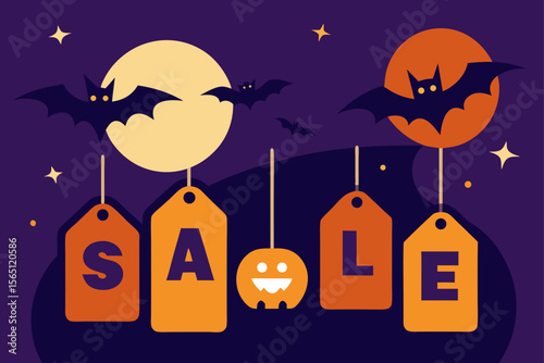 halloween background with pumpkin and bats