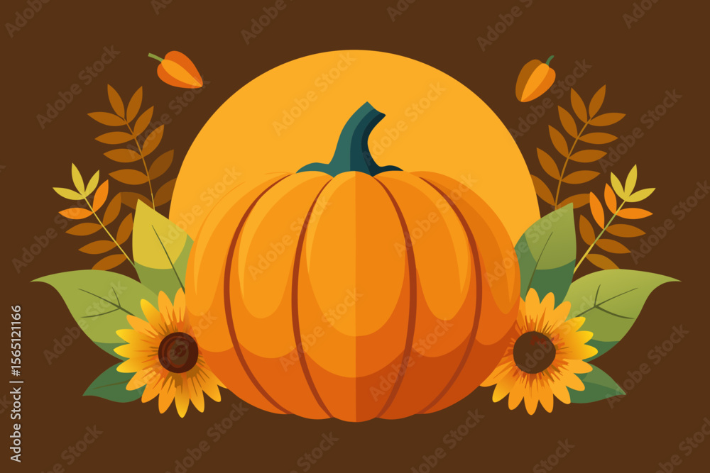 Naklejka premium pumpkin on leaves