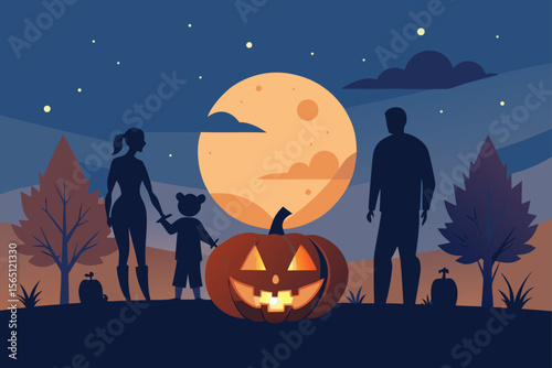 halloween background with pumpkin and bats