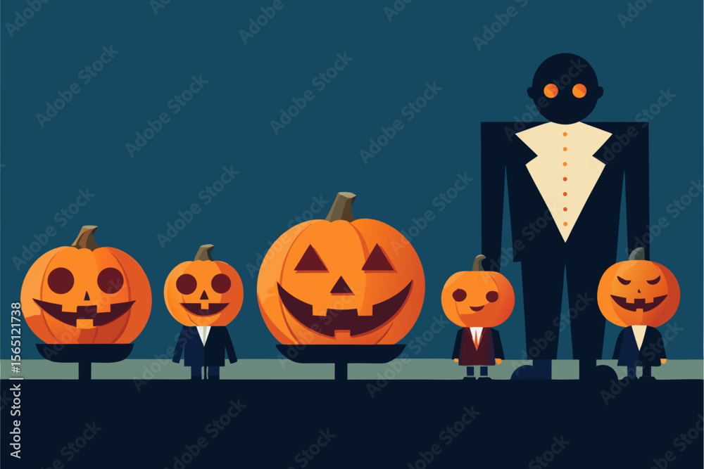 Fototapeta premium halloween pumpkin and ghost