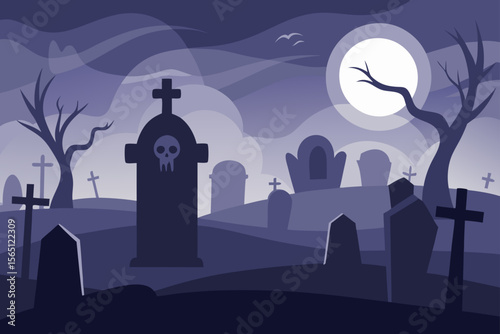 halloween background with cemetery