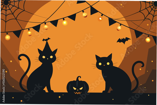 halloween background with cat