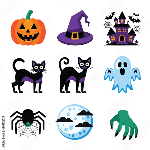 2d vector illustration Halloween t shirt icon design items ghost character Candles in carved pumpkin
